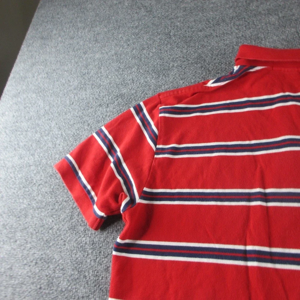 Polo Ralph Lauren Shirt Mens L Red Striped Button Up Short Sleeve Pony Preppy